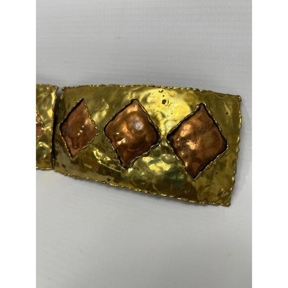 Vintage ARTISAN Chunky Gold Tone & Copper 2-Piece Art Deco Belt Buckle 11 Inches main image 7